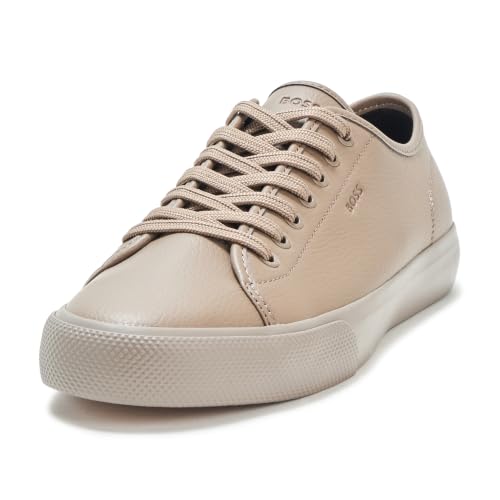 Image of BOSS Men's Aiden Logo Block Leather Low Top Sneakers | Casual Shoes
