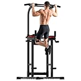 Outdoor Basic Power Tower, Pull Up Bar and Dip Station for Home Gym, 1600LBS Weight Capacity, Adjustable Height, Heavy Duty Steel Frame for Calisthenics, Strength Training Fitness Equipment​ (Power Tower Pro Max)