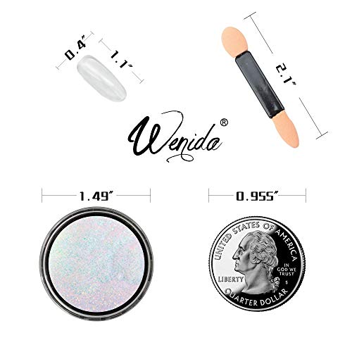 Nail Powder Wenida 1Jar Unicorn Chrome Pearl Aurora Iridescent Shell Synthetic Resin Pigment Manicure Art Decoration with 4pcs Eyeshadow Sticks 8pcs False Nails