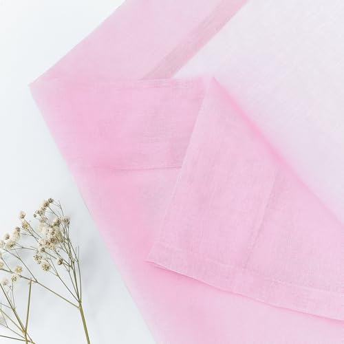Image of MYSTIC-HOME Sheer Curtains Pink 95 Inches Long, Window Treatments Rod Pocket Drapes for Living Room, Bedroom, Semi Crinkle Voile Curtain Panels for Yard, Patio, Villa, Parlor, Set of 2, 52 inchx95 inch