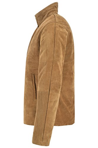 Mens Fashion Camel Brown Real Suede Leather Specter Bluson Leather Jacket 59173