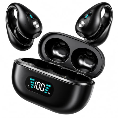 Image of neQra Clipy LY6 Earbuds TWS Earphone Bluetooth 5.3 with Mi, Sports, Gaming, Music, 12 Hrs Battery, Clip Fit, Ear Comfort, Battery Level Display on Case, One Touch Control. Sweat Resistant.-Matte Black
