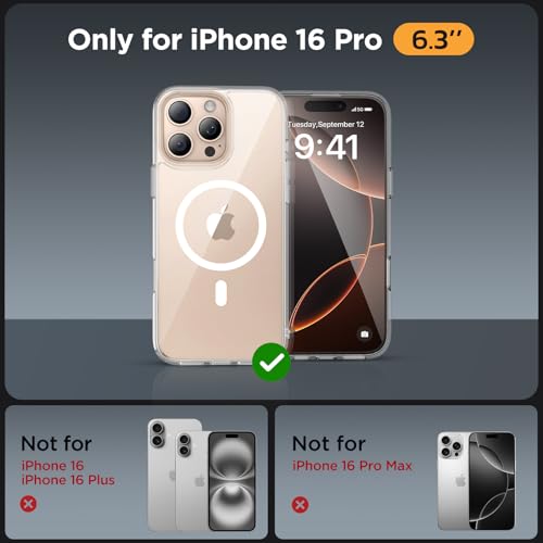 Image of Miracase for iPhone 16 Pro Matte Series Case, Magnetic, Clear | Velvet Touch | Military-Grade Protection | Anti-Fingerprint | 6,3 Inch