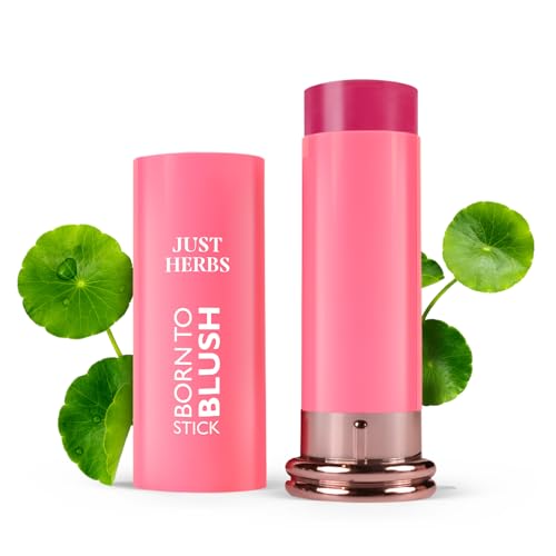 Image of Just Herbs Dewy Glow Blush Stick with Shea Butter & Cica for Eyes Cheeks and Lips For Women