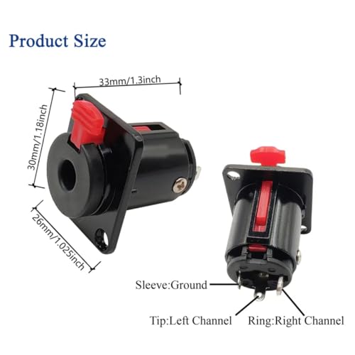 Conector panel hembra 6.35mm TRS 4 pcs miniatura 3