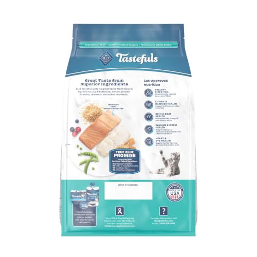 Blue Buffalo Tastefuls Adult Cat Dry Food, Salmon & Ocean Fish Recipe, 3-lb. Bag - image 2