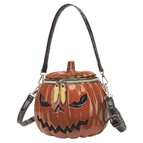 Halloween Pumpkin Handbag, Orange, 8.66x7.8x5.9 inch, Unisex-Adults, Hobo, PVC, Cross-Body, Multi-Wear Style2