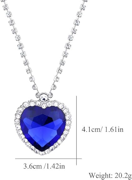 Titanic Heart The Ocean Simulated Blue Sapphire, Silver Necklace Pendants Jewelry Titanic Jewelry Gifts for Woman3