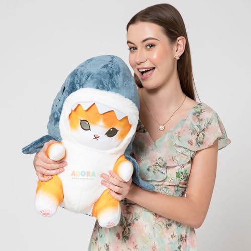 Image of ADORA Stuffed Toy Shark Cat Soft Plush Toy, 50cm, Grey and Orange Stuffed Animal Plush Toy