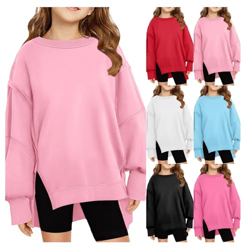 Girls Oversized Sweatshirt Long Sleeve Crewneck Kids Lightweight Cute Pullover Tops 5-14 Years