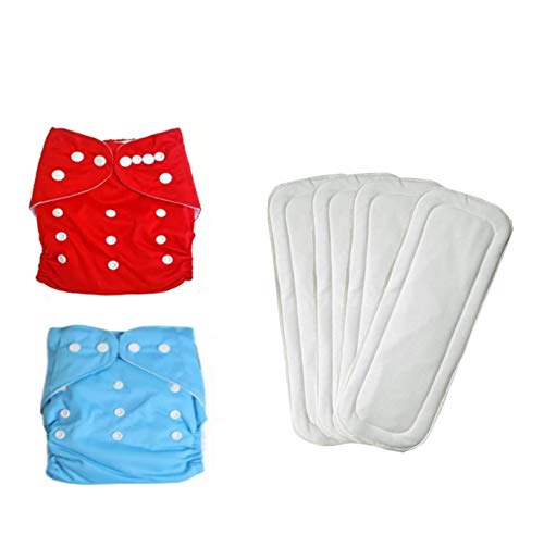 Image of Chinmay Kids Baby's All in One Washable Reusable Adjustable Cloth 2 Diapers with 4 Inserts (Multi Colour, 0-24 months)