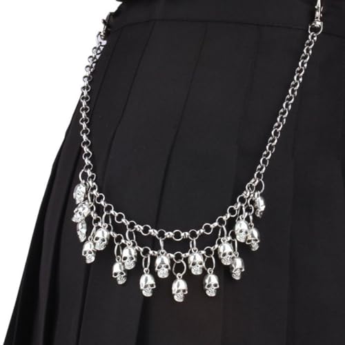 PINKPIN Skull Chains for Pants, Skirts, or Trousers - Unisex - Blue, Black - Metal - Link Chain - 103g - Punk, Hip-Hop, Streetwear - Fashion Rebels, Punk and Hip-Hop Enthusiasts, Young Adult Males