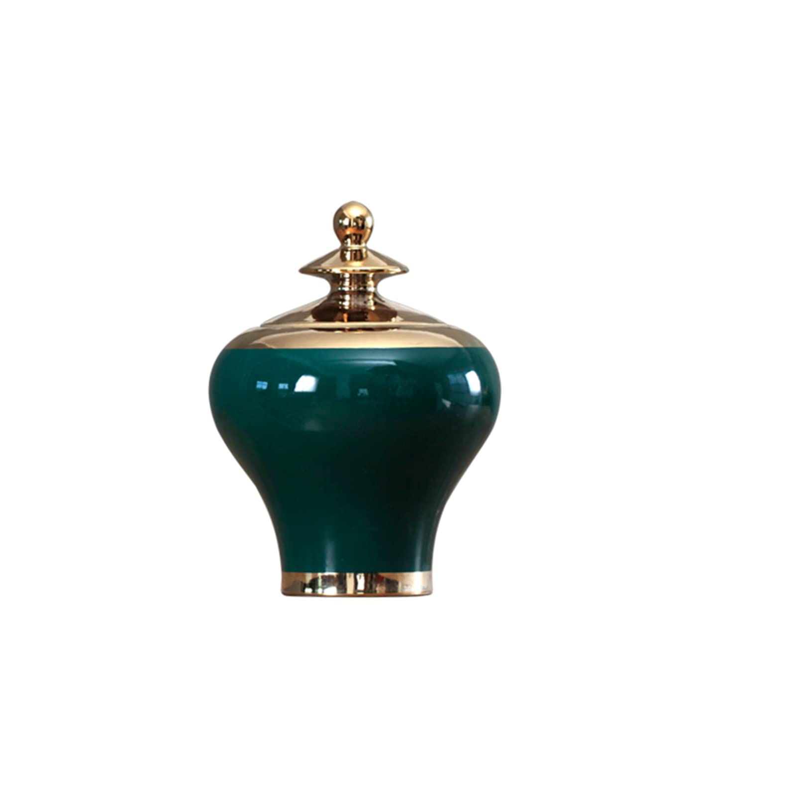asdchZen Gilded Ceramic Vase, Stylish Green Vase, For Living Room Decoration, Study Placement, Vase Of Roses, 21.5 * 21.5 * 30Cm