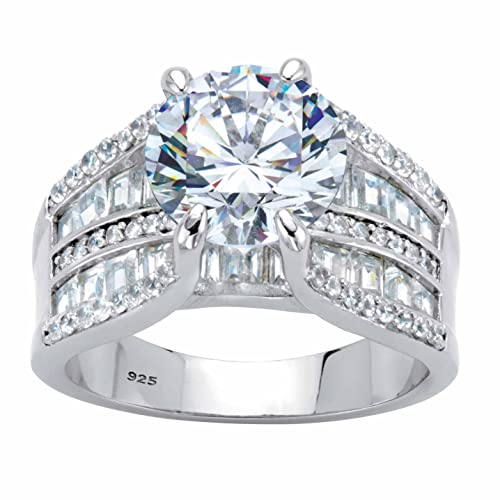 PalmBeach Platinum-plated Sterling Silver Round Cubic Zirconia Engagement Ring Sizes 6-10 Size 10