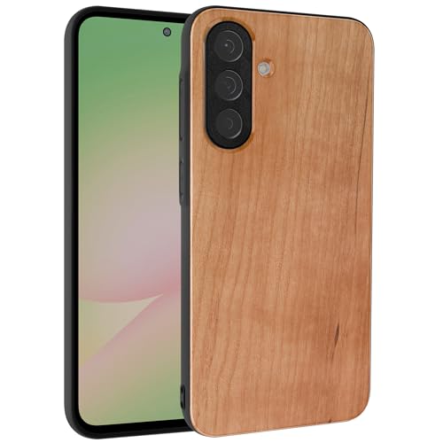 Coque Samsung Galaxy A56 5G en bois de cerisier naturel et TPU antichoc