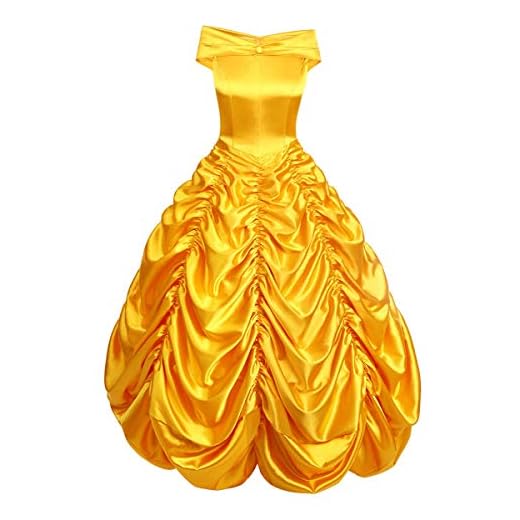 OwlFay Disfraz de Princesa Bella para Mujer La Bella y La Bestia Vestidos de Carnaval Halloween Cosplay Fiesta Costume Amarillo+Accesorios XL