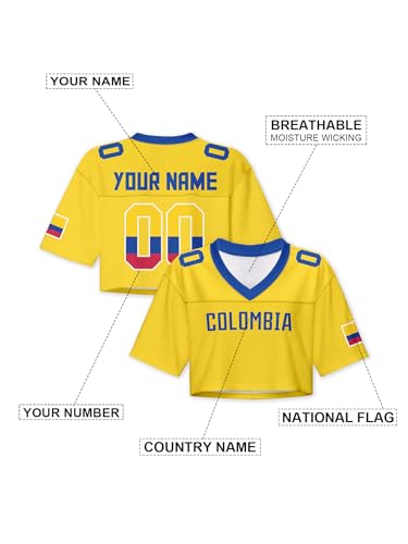 Women's Jersey CropsTop Custom Football Jersey T Shirt Half Sleeve Cropped Tee V-Neck National Flag Casual Summer Crop Tops2