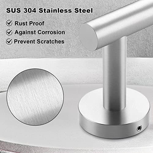 Toptowel 10 Pieces Bath Towel Bar, Includes 2 Packs 23.6 Inch Bathroom Towel Bar, 4 Packs Towel Hook, 2 Packs Towel Ring, 2 Packs Toilet Paper Holder-Brushed Silver thumb #6