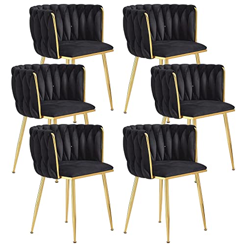 El Mejor Listado de Comedor Moderno 6 Sillas , listamos los 10 mejores. 44 Tsuysi - Juego de 6 sillas de comedor de terciopelo negro, sillas de comedor tapizadas con patas de metal dorado, silla de comedor tejida moderna para comedor, cocina, cambiador,...