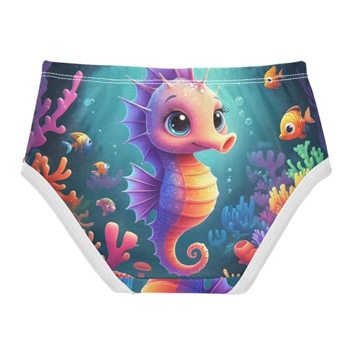 Cotton Toddler Girls Underwear Cute Seahorse Colorful Coral Cute Panties Girl Personalized Briefs Undies Kids 2t2
