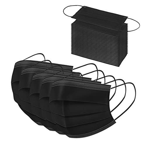 Apepal 100Pcs Adult Black Face Masks 3 Layer Non-Woven Black Masks For Adjustable Nose Clip #TOP5