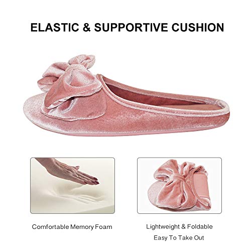 BCTEX COLL Women's Fancy House Slippers with Bow, Ladies Sexy Velvet Ballerina Slipper3
