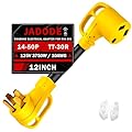 Jadode RV Power Adapter 50Amp Male to 30 Amp Female Dogbone Handle Grip RV Adapter 125V NEMA14-50P Male to TT-30R with 10 AWG Wire Size UL Listed RV Generator Adapter for Connecting Rvs Evs