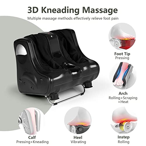 Image of Giantex Foot and Calf Massager with Heat - Shiatsu Foot Massager Machine with Vibration, Deep Kneading, 3-Level Intensity Modes, Electric Foot Massager for Tired Feet, Leg, Calf Pain Relief (Black)