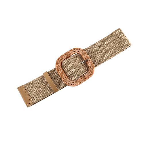 Women Woven Belt Elastic Braided Belt Stretch Waist Buckle Golf Straw Jeans Dress Belts