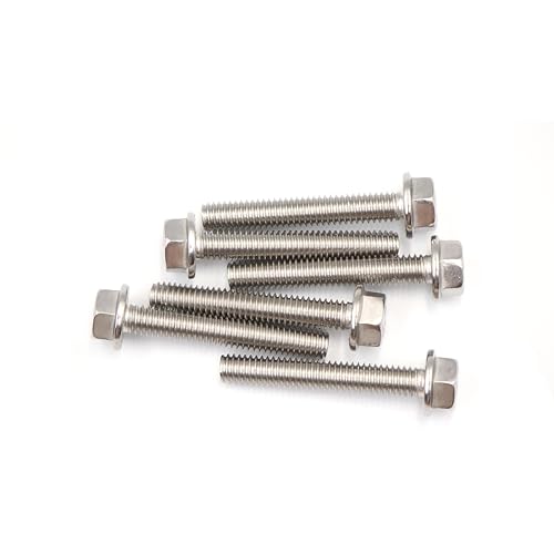 Image of cSeao 1 /4-20 x 1-1 /2 inch Flanged Hex Head Bolts Flange Hexagon Screws, Stainless Steel 304, DIN 6921, 10 PCS