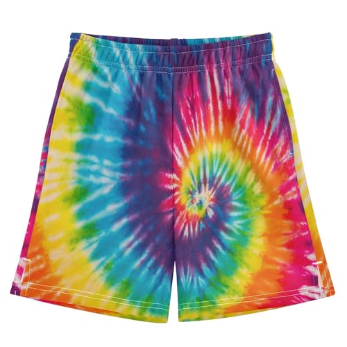 Rainbow Tie Dye Boys Athletic Shorts Kids Basketball Shorts Gym Short for Summer M