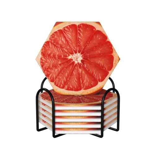 Dessous de verre hexagonal céramique pamplemousse finition liège - 2