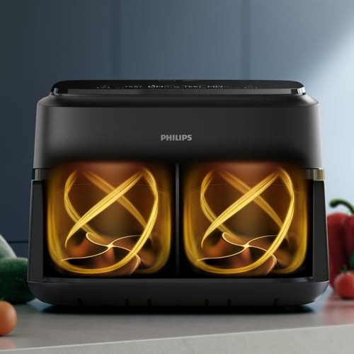 Friteuse sans huile PHILIPS - Airfryer XXL NA351/00 - Capacité 7,1L - Double cuve - 6 préréglages - 2450W