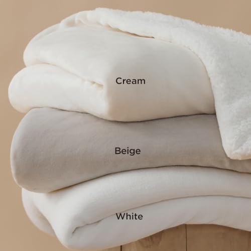 Image of Bedsure GentleSoft Sherpa Fleece Twin Size Blanket for Couch, Non-Heated, Thick and Warm Throw for Women and Men, Soft Fuzzy Plush Twin Blanket for Winter, White, 60x80 Inches