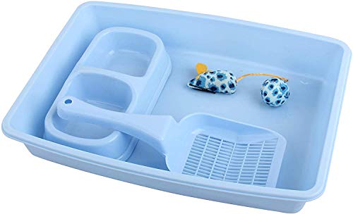 PAWISE Newborn Kitty Litter Box Set 5-Pieces - Shallow Cat Litter Pan, Cat Litter Scooper, Feeding...