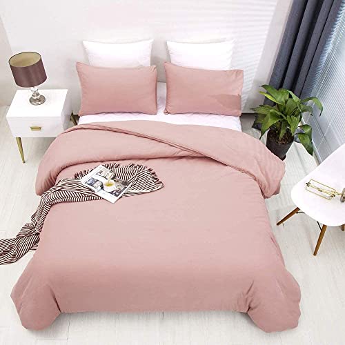 Image of KAREVER Blush Pink Comforter Set Women Full Size Bedding Quilt Set Girls 3 PCs Bed Set Durable Breathable Blanket