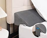 Vekkia Queen Bed Wedge Pillow for Headboard Gap Filler(0-5'),High-Density Foam,Prevents Pillows & Items from Falling,Ergonomic Design,Large Storage Pockets, Removable&Washable Cover,Gray,60''x10 x6