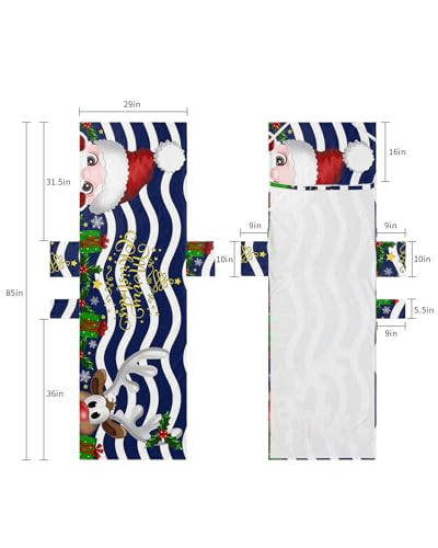 Blue Santa Christmas Beach Lounge Chair Towel Cover, Soft Chaise Lounge Towel with Side Pockets Patio Pool Chairs Cover for Beach/Pool Sunbathing 29x85 Xmas Elk Snowflake Red Moire Geometric