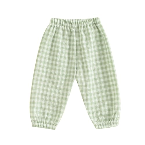 Image of Toddler Checkered Pants Baby Girl Boy Elastic Waist Jogger Pants Kids Casual Plaid Trousers Infant Long Sweatpants