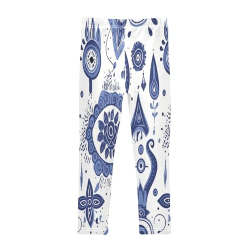 Bolaz Toddler Girls Leggings Printed Yoga Pants Leggings Blue Eyes Rose for Kids2