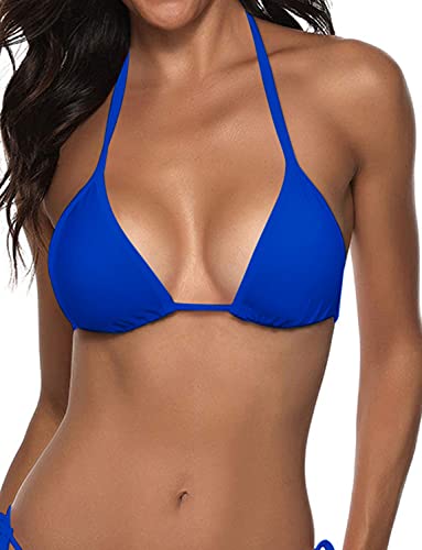 Image of Suvimuga Women's Triangle Bikini Top Push up Padded Halter String Bathing Suits Top