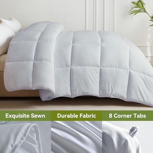 Image of L LOVSOUL Down Alternative Twin Comforter Duvet Insert,All Season Duvet Insert with Corner Tabs,Light Grey Comforter Twin 68x90Inches