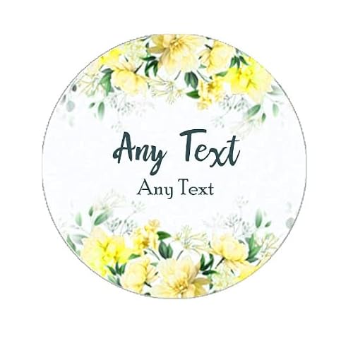 35 Personalised Floral Hen Party Bridal Shower Stickers - Thank You Sweet Cone Bags Favour Luxury (Yellow)