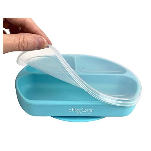 Otterlove Silicone Baby Plate with Cover for Leftover Storage (Not Designed for Travel) 100% Platinum Pure LFGB Silicone with NO Fillers | BPA Free | Fits Most Highchair Trays | Suction Base