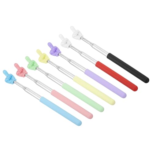 PATIKIL Telescopic Teachers Pointer Stick, 7 Pcs Classroom WhiteBoard Teacher Hand Finger Mini Pointer for Presentation Speaker Guide Coach, 7 Colors Style 1