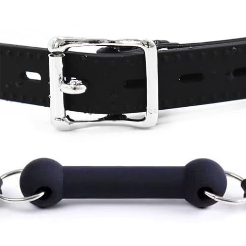 Image of Leather Restraints Ball Mouth Plug Silicone Bondage Ball Gag Bondage Restraints Bite Gag Adult Sex Toys Leather Bondage Toys Open Mouth Gag with Silicone Bar( (Red-E2)