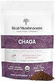 Real Mushrooms Chaga Powder - Organic Mushroom Supplement with Chaga Extract - Chaga Mushroom Powder for Digestion, Energy, & Immune Support - Vegan Mushroom Extract, Non-GMO, 60 Servings