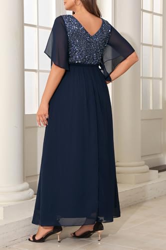 Pinup Fashion Women Plus Size Formal Dresses - Sequin Evening Gown Prom Wedding Guest Floor Length Dress2