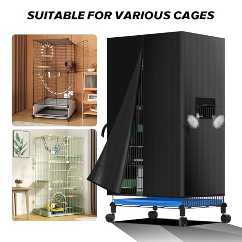 Image of Bird Cage Cover, 600D Bird Cage Covers for Night Heavy Duty & Waterproof, Breathable Black-Out Birdcage Cover Accessory for Parakeet, Parrot, Cockatiel, Finches (19x18x40 Inch)