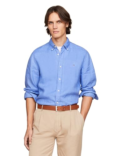 Image of Tommy Hilfiger Men's Long Sleeve Casual Linen Button Down Shirts in Regular Fit
